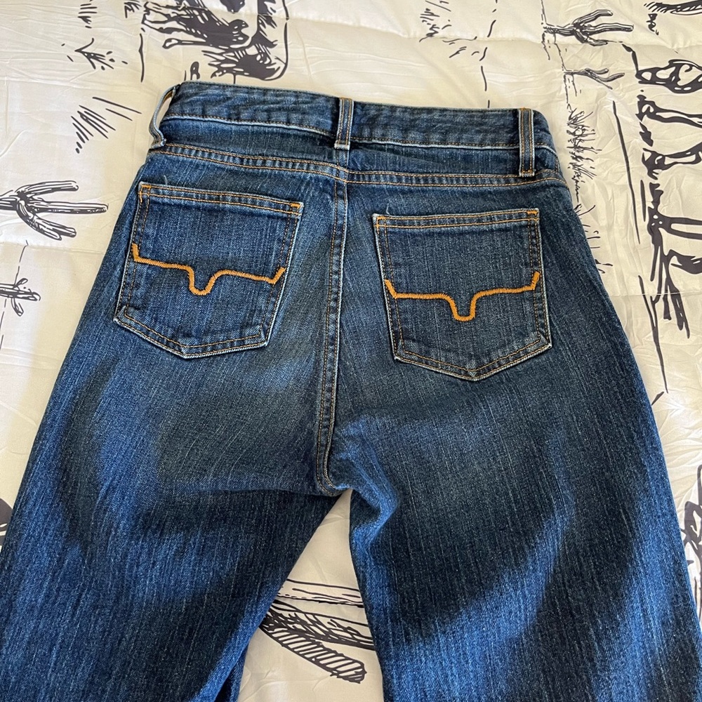 Kimes Ranch Blue Flare Jeans with Orange Stitching